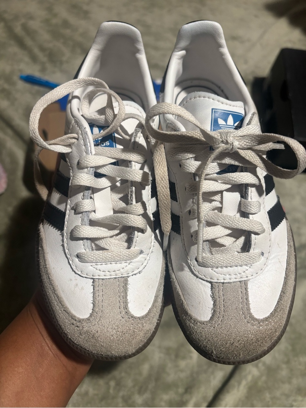 adidas Kids White and Blue Retro Sneakers